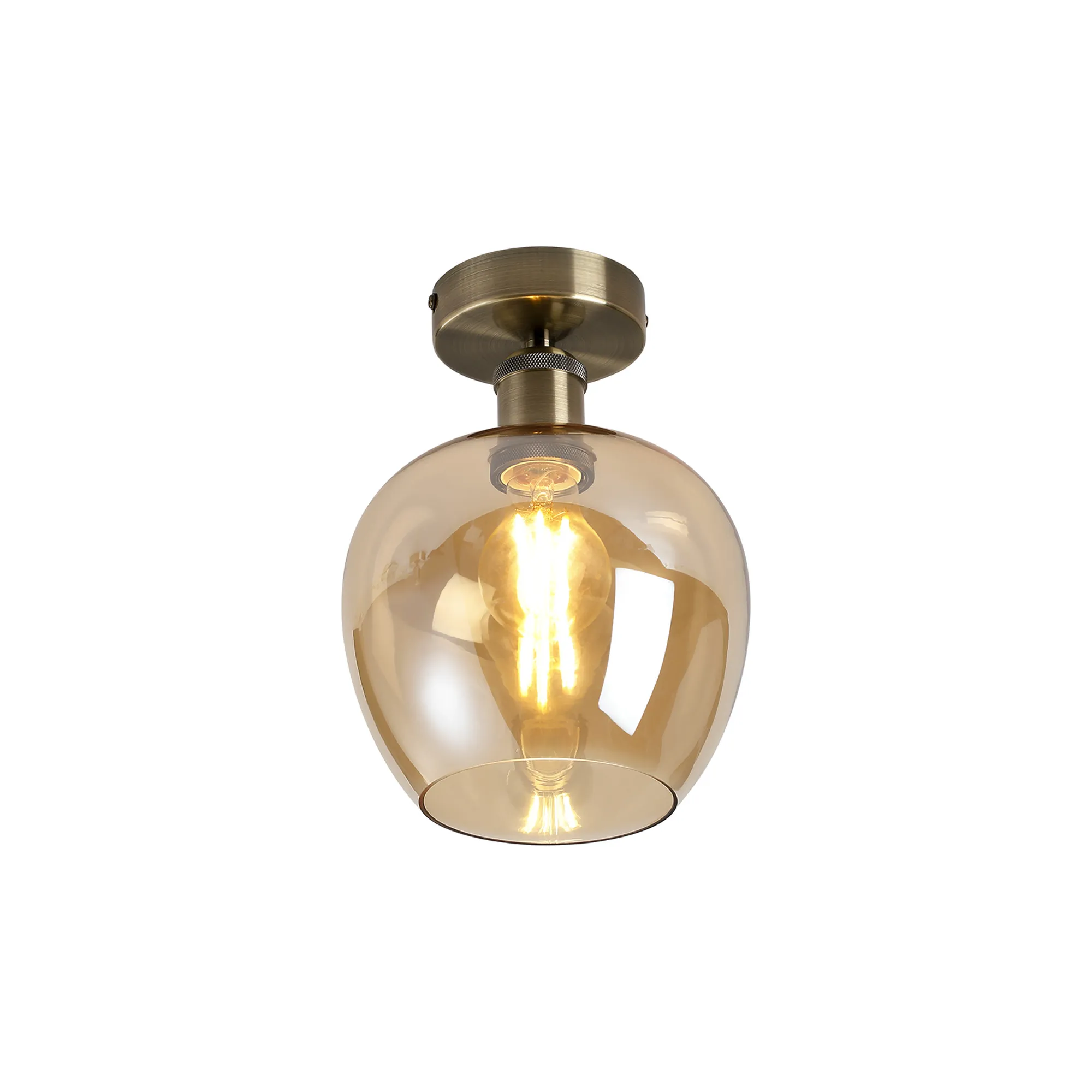 Cawdor Antique Brass Ceiling Lights Deco Flush Fittings
